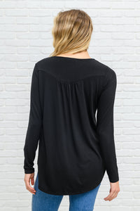 Long Sleeve Henley In Black