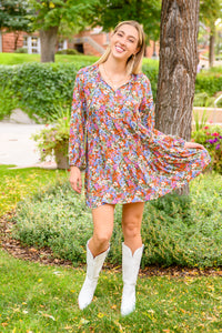 Loving Life Tiered Knee Length Floral Dress