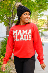 Mama Claus Graphic Sweatshirt in Red