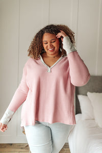 Mia Waffle Knit Long Sleeve In Pink