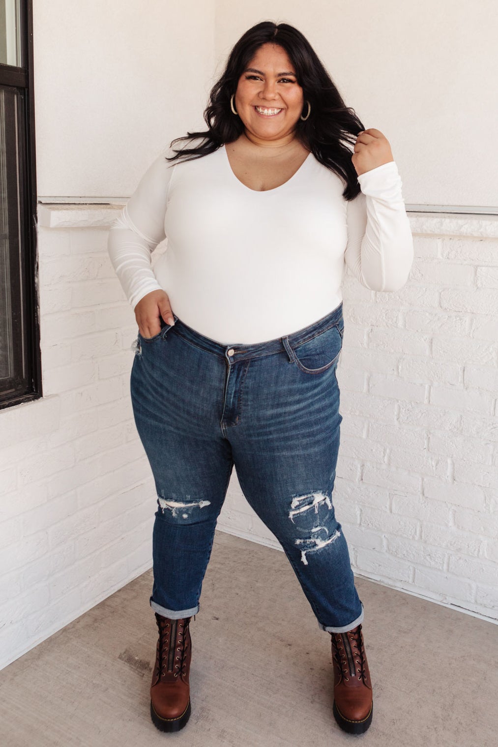 Mid-Rise Thermal Boyfriend Jeans