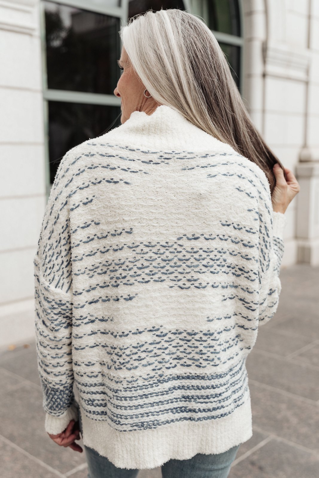 Missin The Sea Sweater in Ivory/Blue