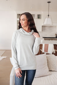 Modern Scene Cowl Neck Sweater In Grey