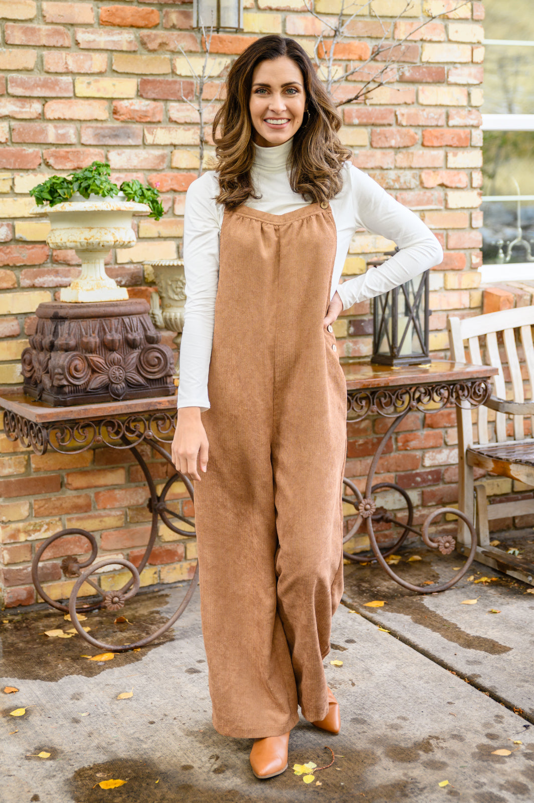 More Than Friends Corduroy Jumpsuit In Camel