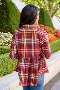 Music In Me Plaid Button Up In Burgundy