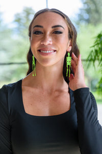 Neon Green Skeleton Dangle Earrings