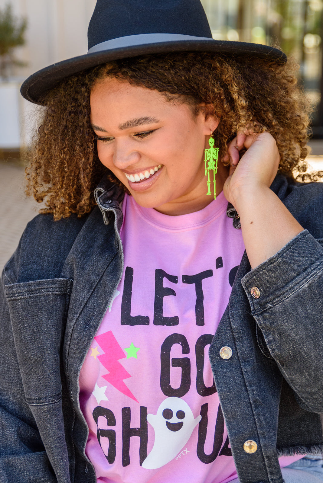 Neon Green Skeleton Dangle Earrings