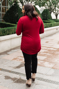 Nivia Draped Turtle Neck Tunic in Burgundy