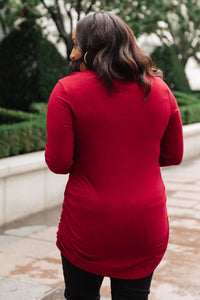 Nivia Draped Turtle Neck Tunic in Burgundy