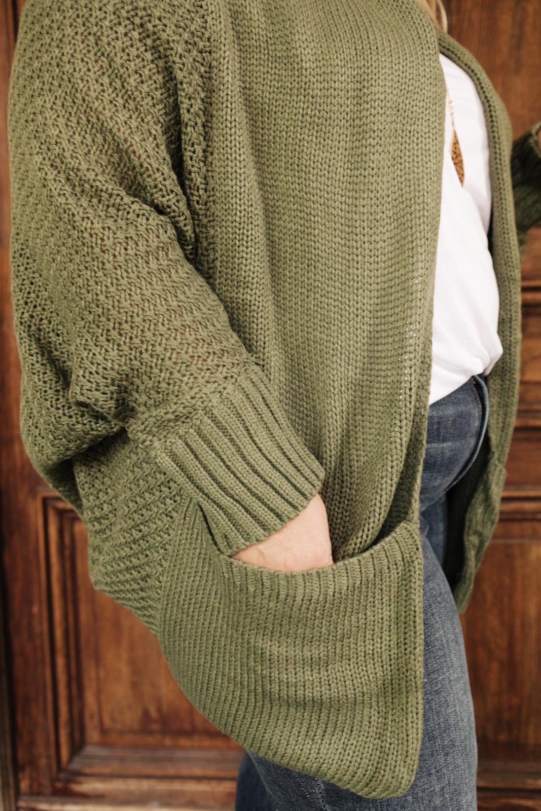 Not Your Grandmother's Cardigan in Olive