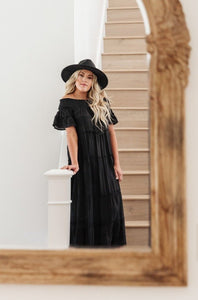 Olivia Tiered Maxi Dress in Black