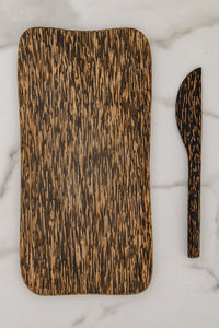 Palm Wood Cheese Board And Knife Set