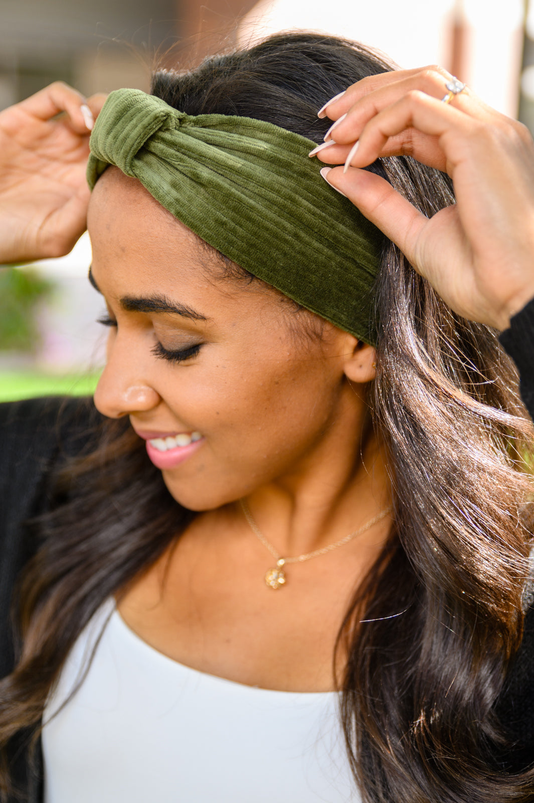 Perfect Plush Corduroy Headband In Olive