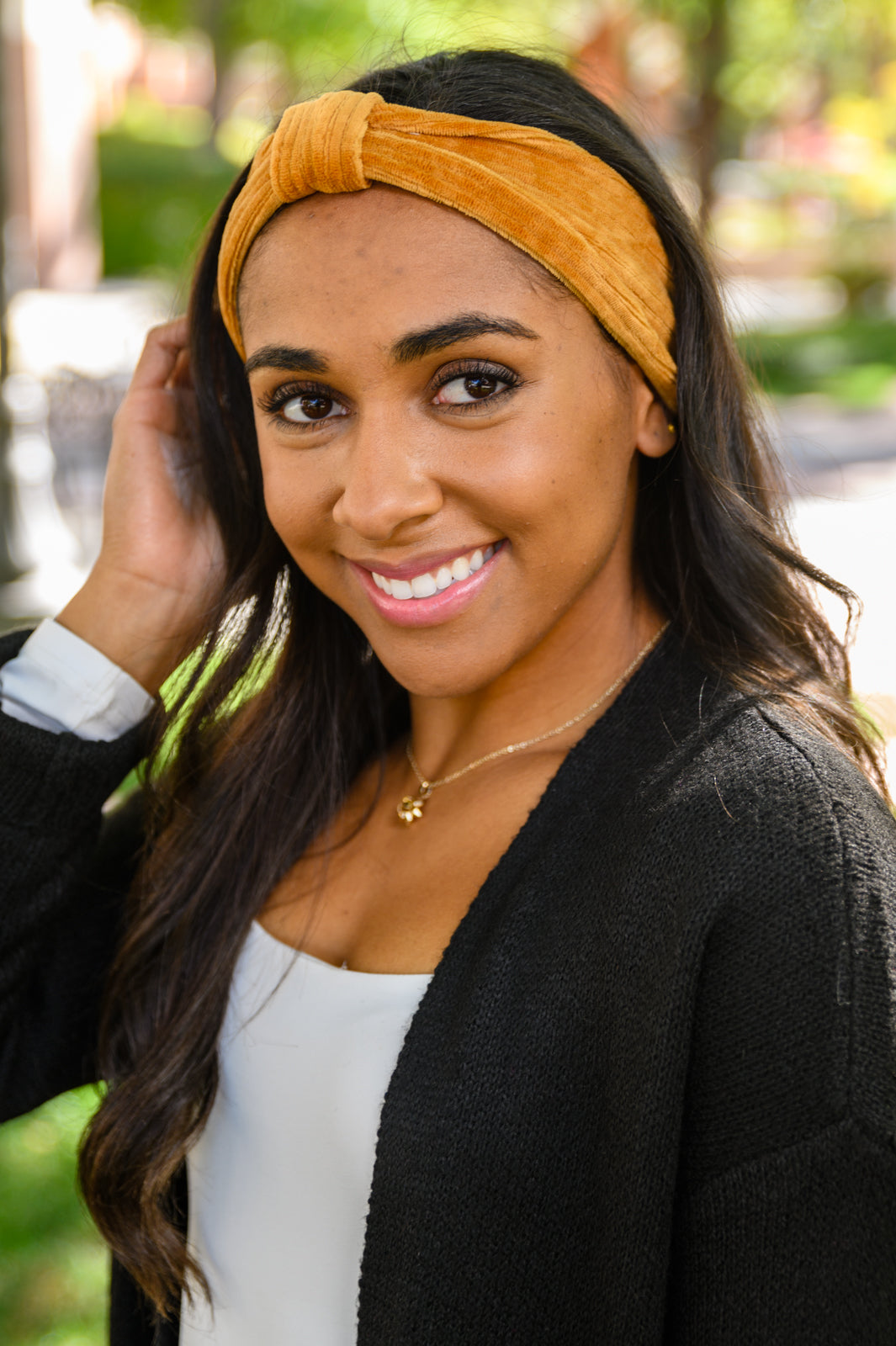 Perfect Plush Corduroy Headband In Pumpkin