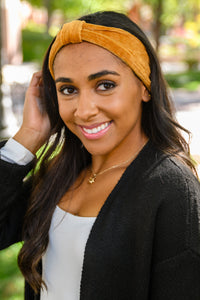 Perfect Plush Corduroy Headband In Pumpkin