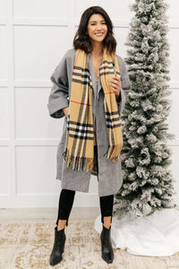 Plaid Winter Scarf In Beige