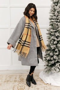 Plaid Winter Scarf In Beige