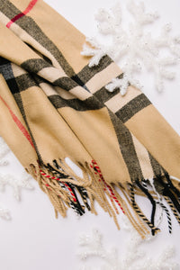 Plaid Winter Scarf In Beige