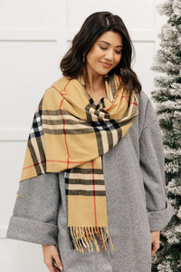 Plaid Winter Scarf In Beige