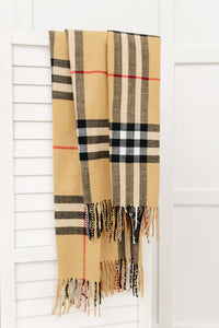 Plaid Winter Scarf In Beige