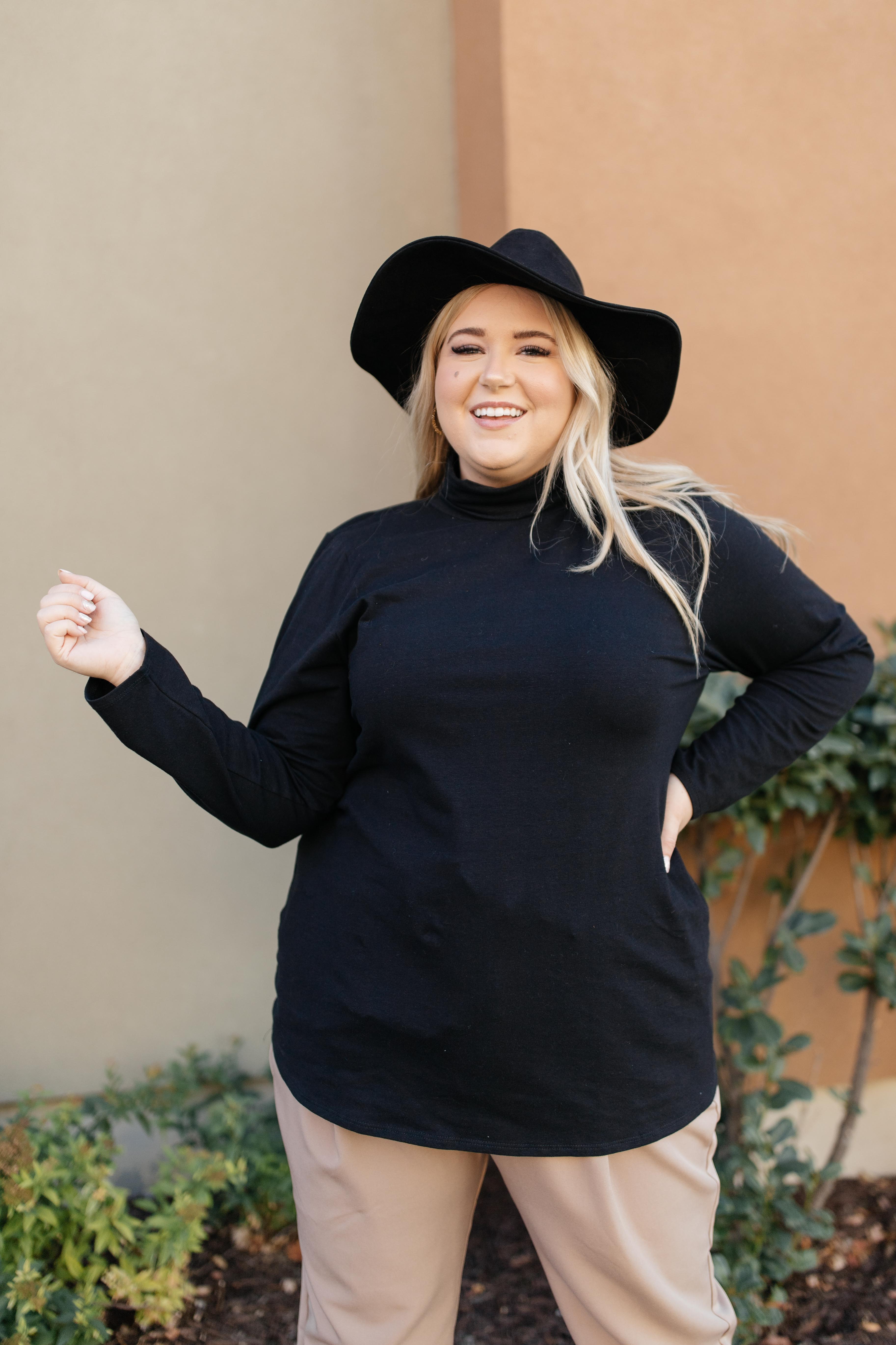 Plain Jane Turtle Neck Top in Black