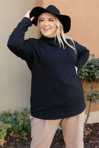 Plain Jane Turtle Neck Top in Black