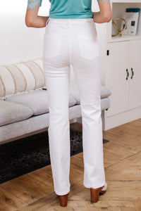 Pure White High Waist Boot Cut Jeans