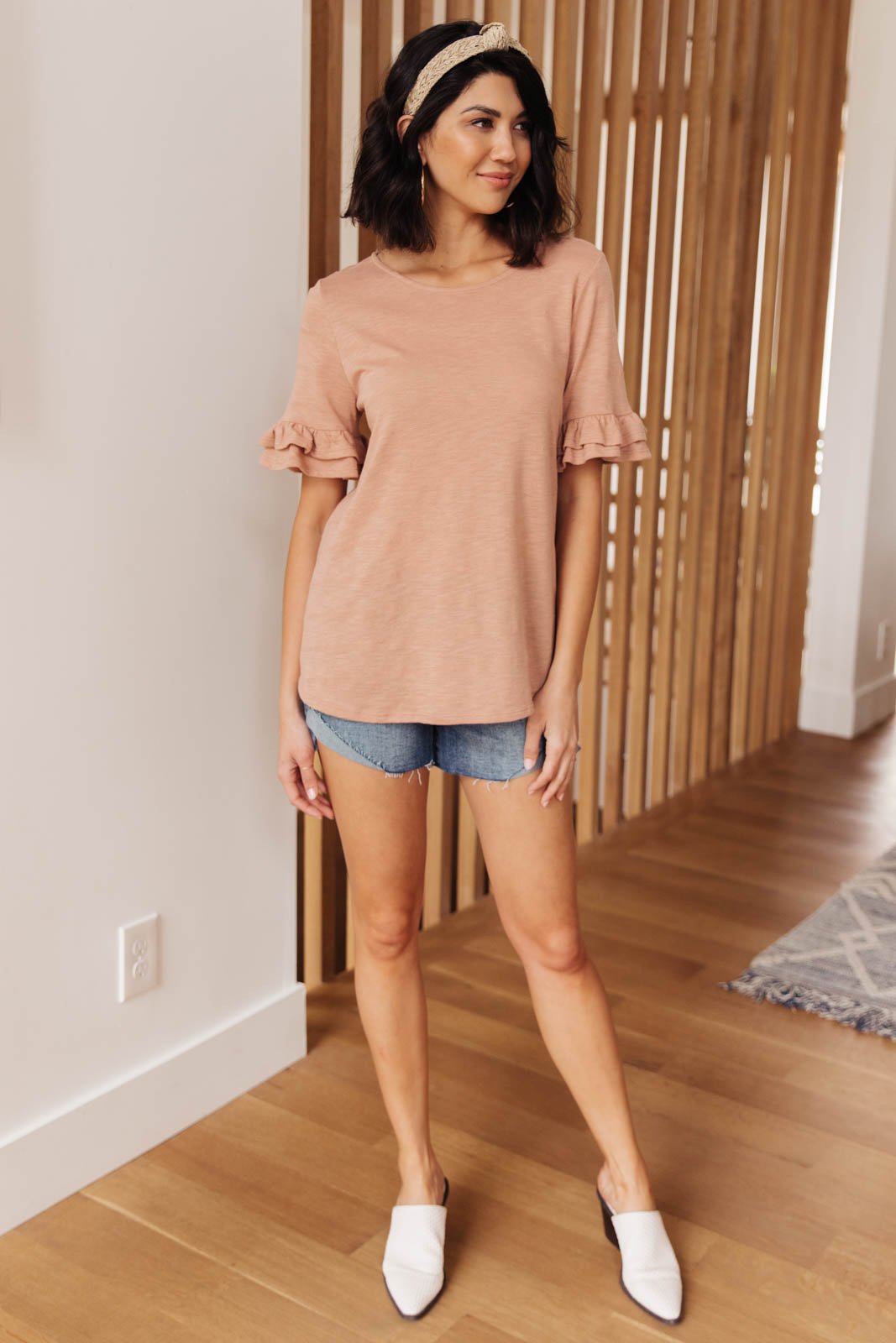 Rosy Ruffled Sleeve Top