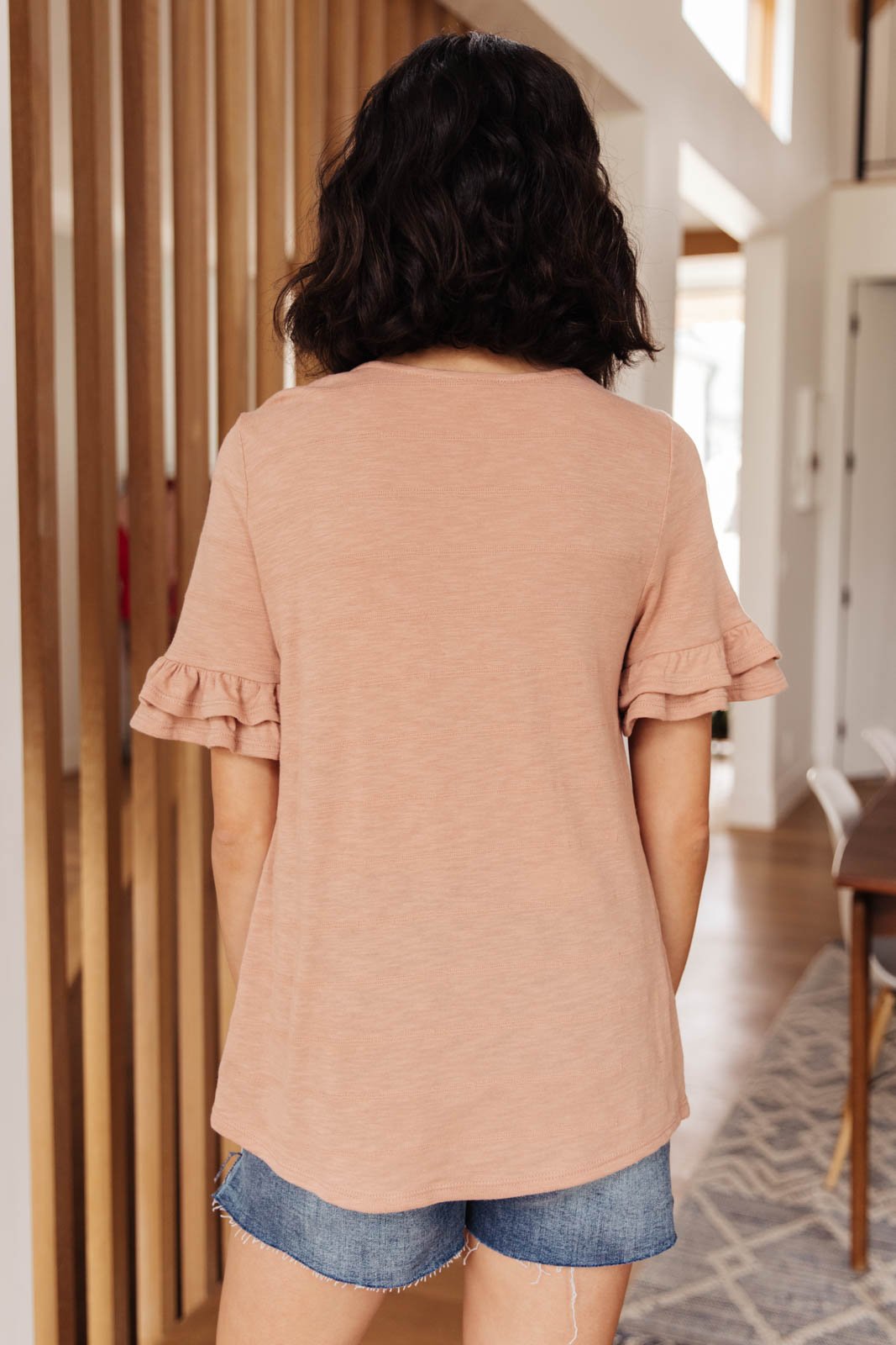 Rosy Ruffled Sleeve Top