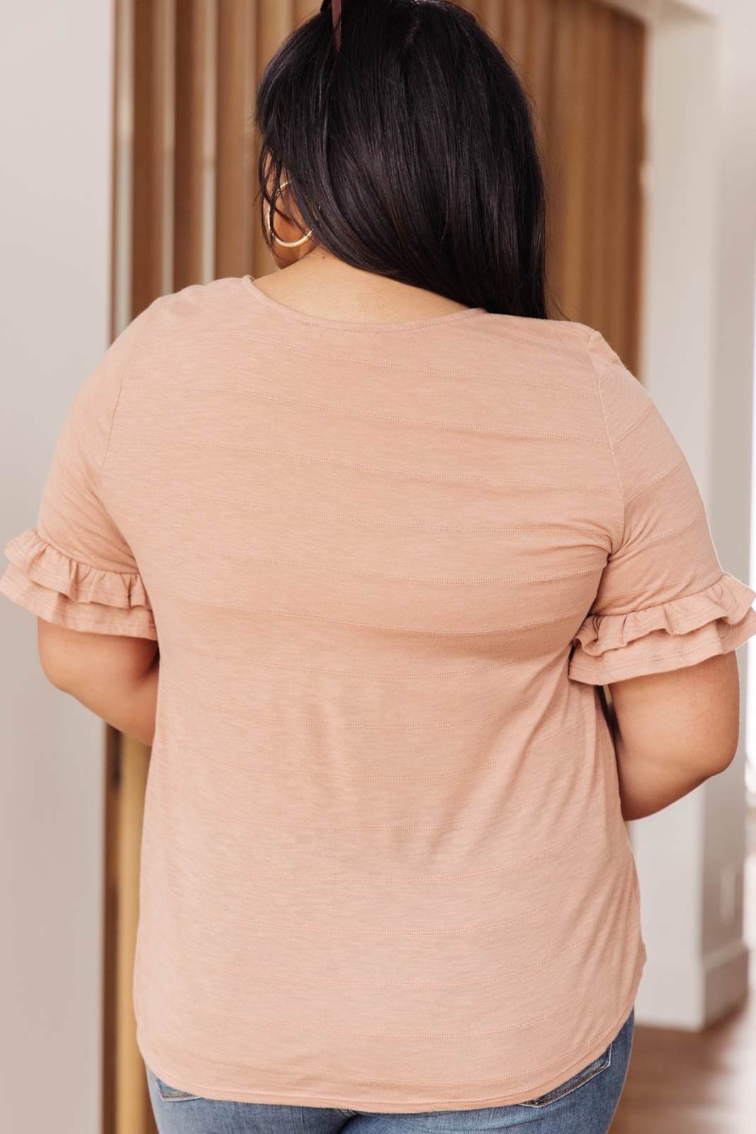 Rosy Ruffled Sleeve Top