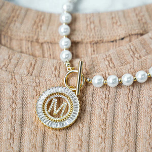 PREORDER: Pearl Chain Radiant Initial Necklace