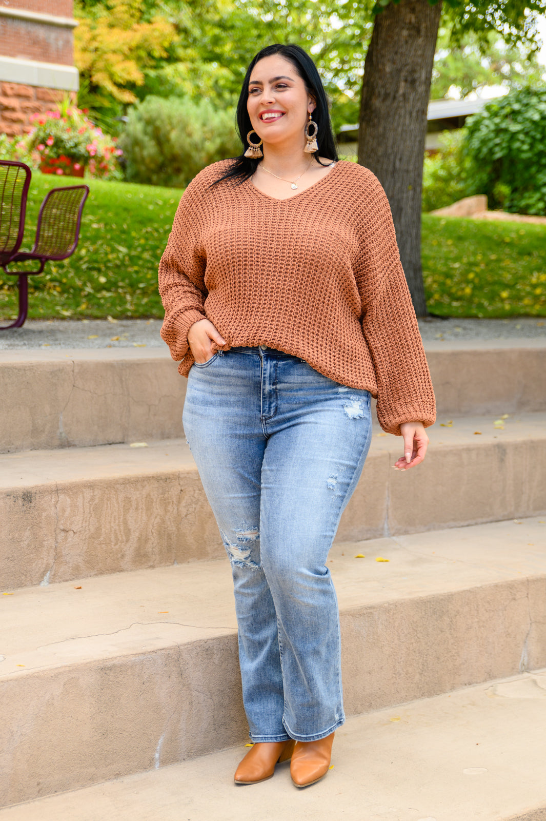 Seasonal Shift Long Sleeve Knit Sweater In Toffee