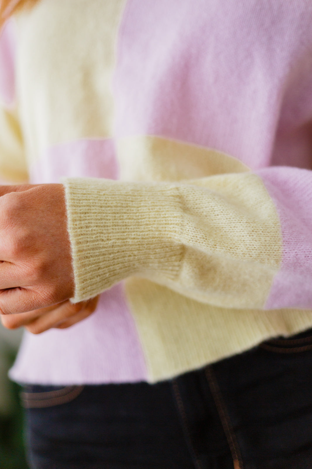 Secret Bookclub Checkered Sweater in Yellow