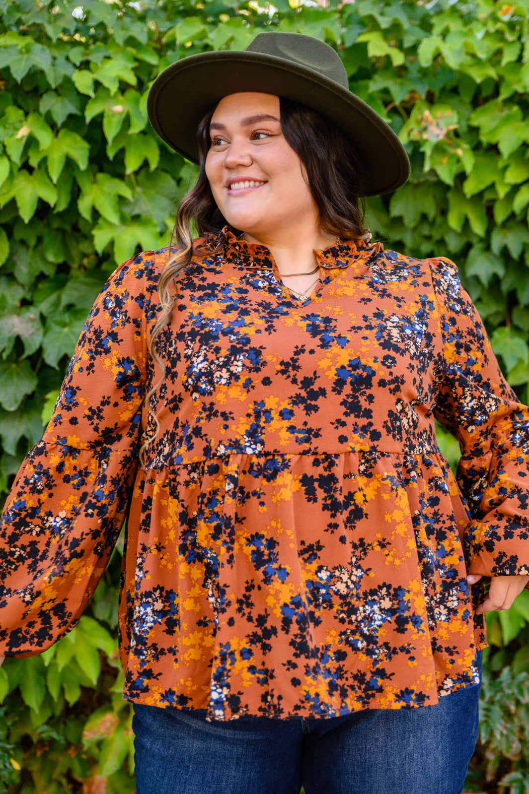 Sense Of Belonging Floral Blouse In Rust