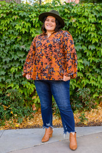 Sense Of Belonging Floral Blouse In Rust