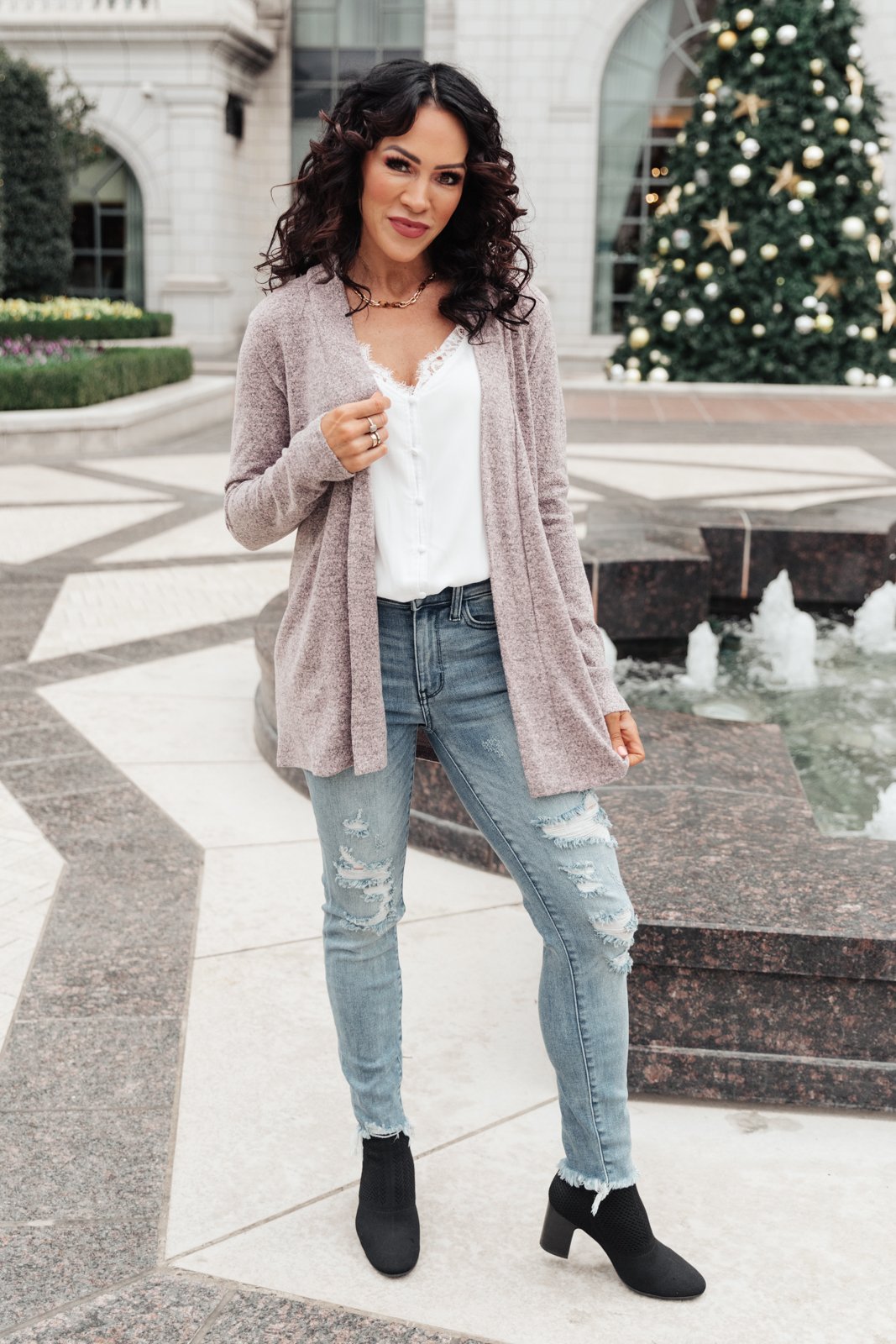 DOORBUSTER Sienna Sweater knit Cardigan In Light Blush