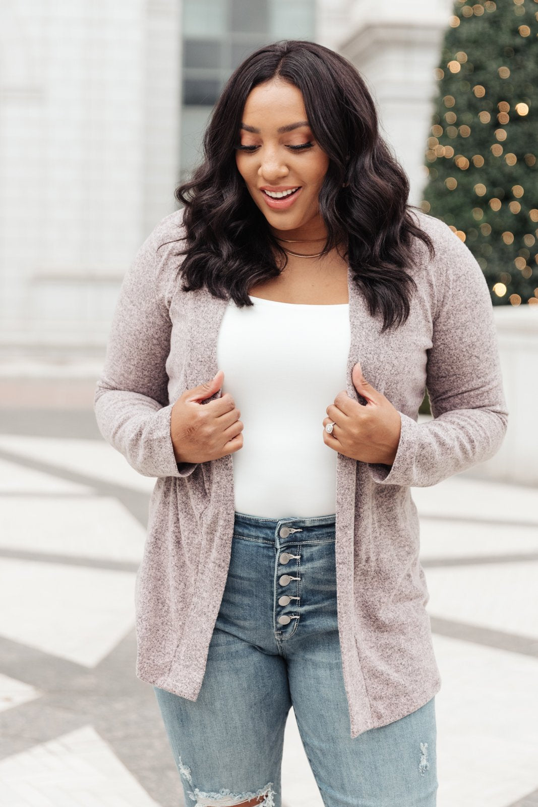 DOORBUSTER Sienna Sweater knit Cardigan In Light Blush