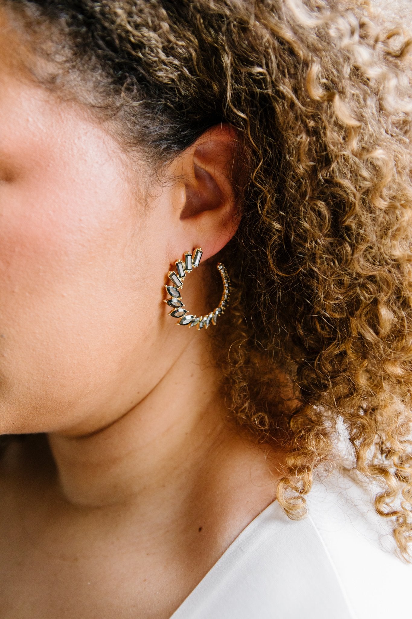 Smoky Crystal Statement Hoops