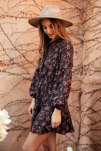 Soft Blossoms Dress in Navy