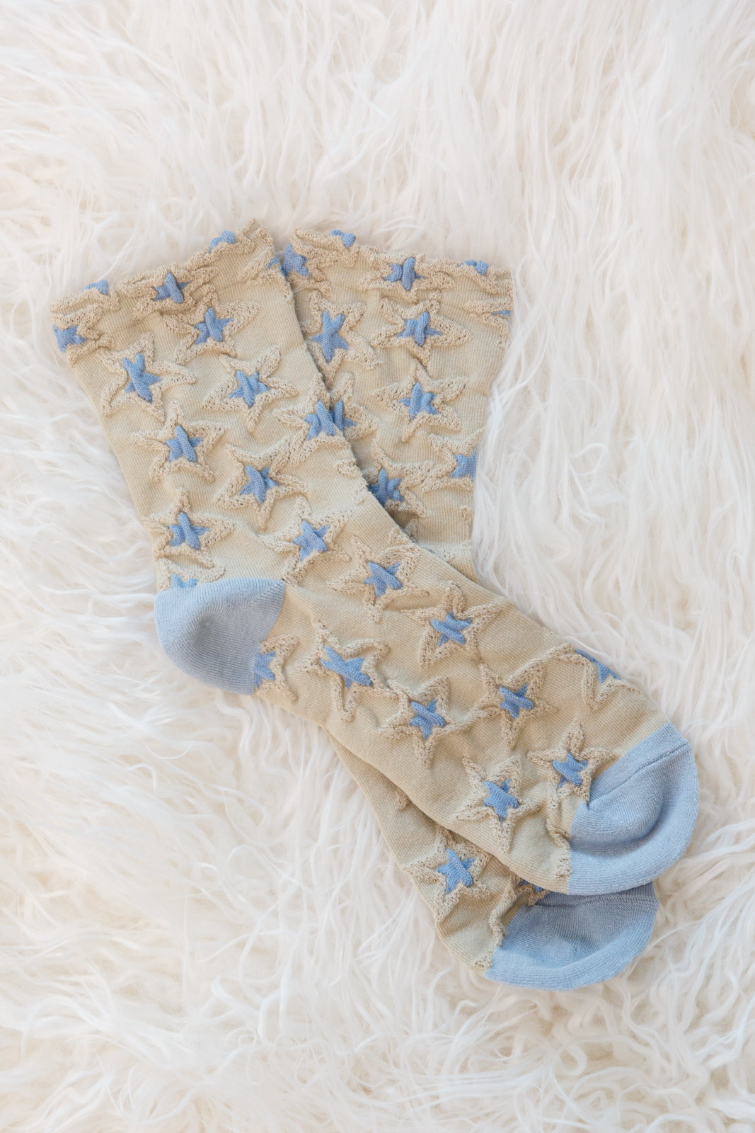 Star Design Socks In Beige