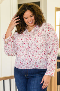 Stella Notched Neck Floral Long Sleeve Blouse