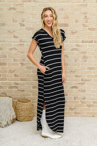 Striped Maxi Dress In Black