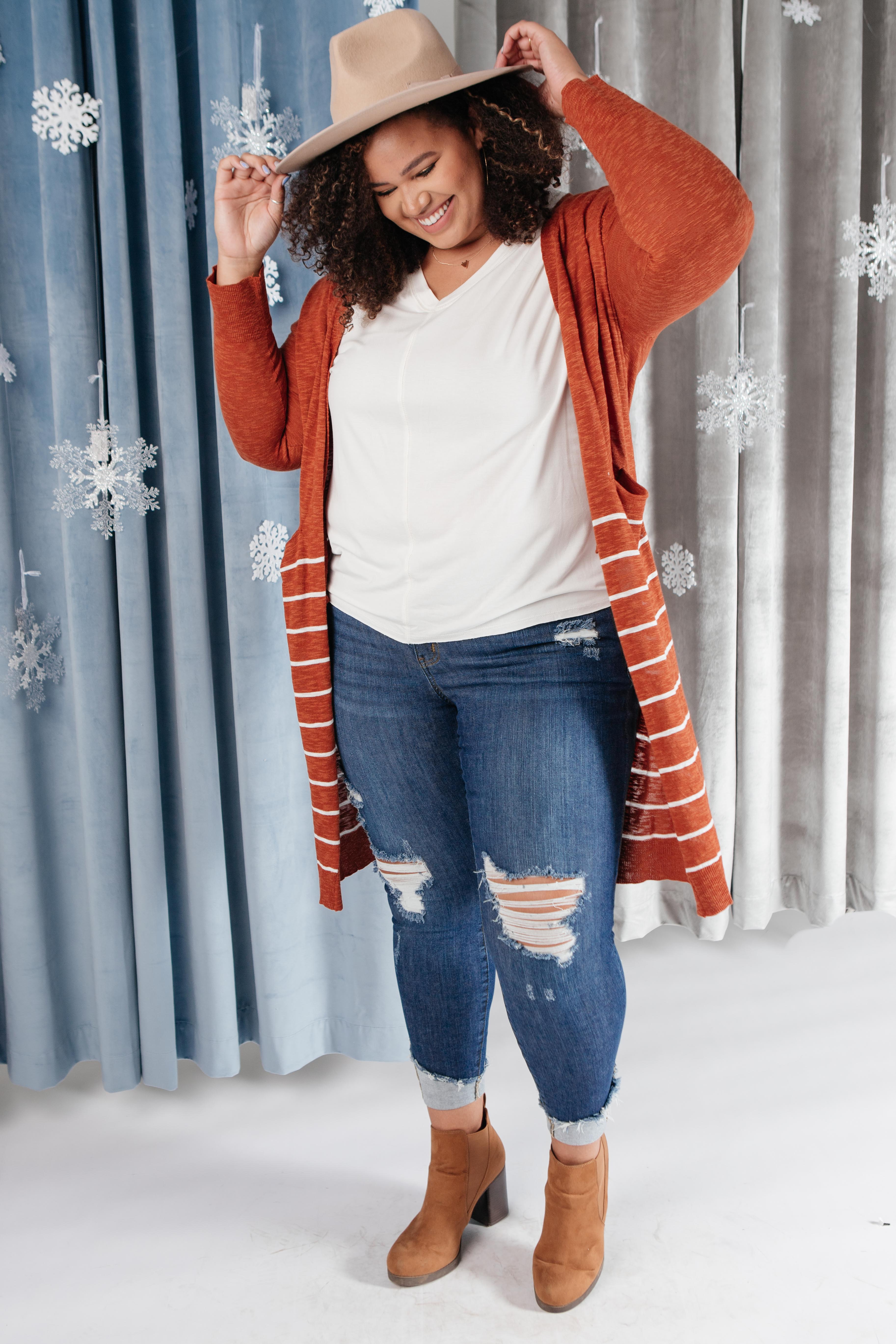 DOORBUSTER Stripes And Rust Cardigan