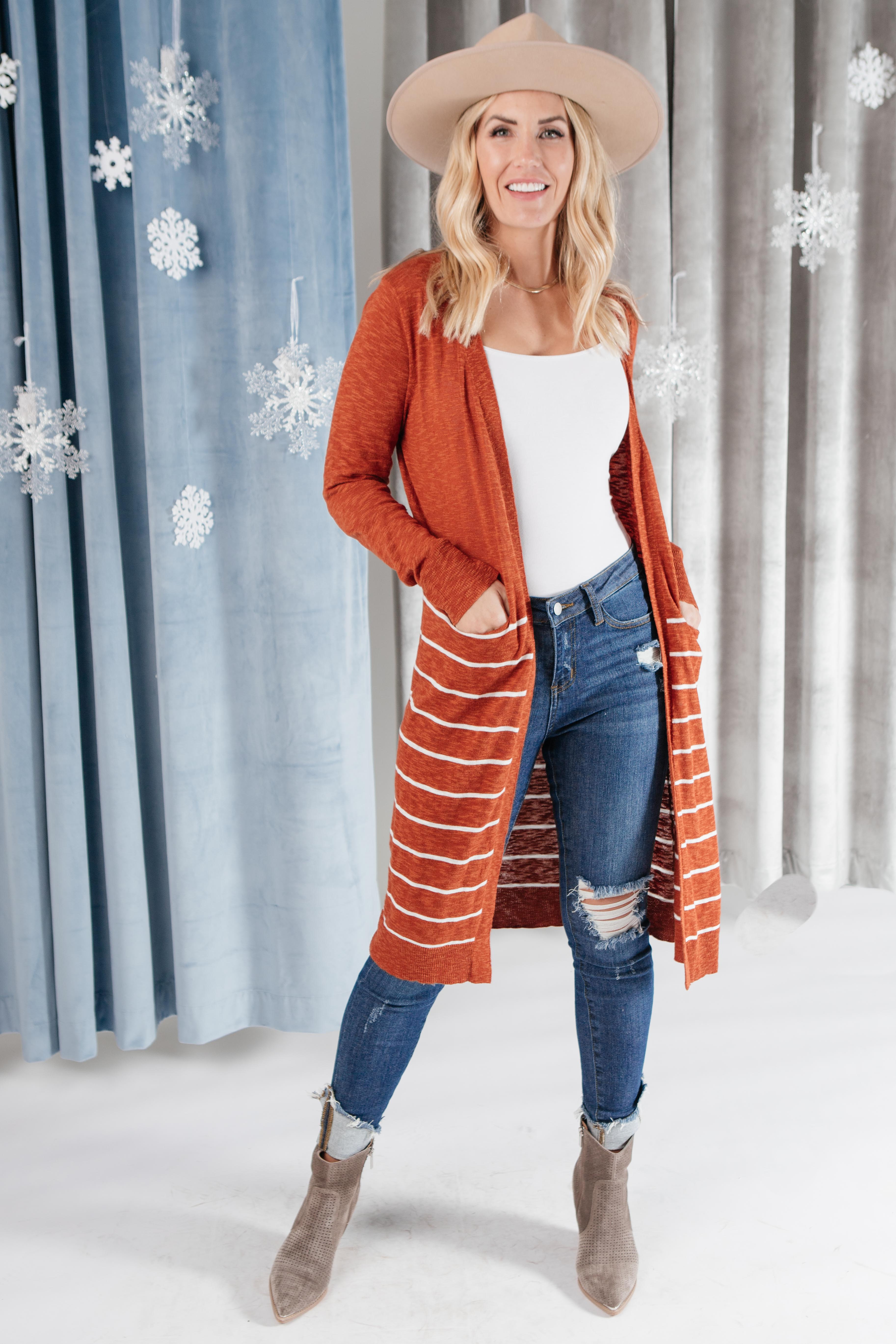 DOORBUSTER Stripes And Rust Cardigan