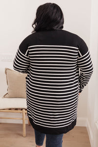 Swift Stripes Pocket Cardigan in Black & White