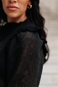 Thrills And Frills Mock Neck Sweater in Black