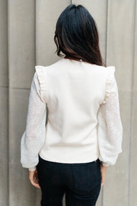 Thrills And Frills Mock Neck Sweater in Ivory