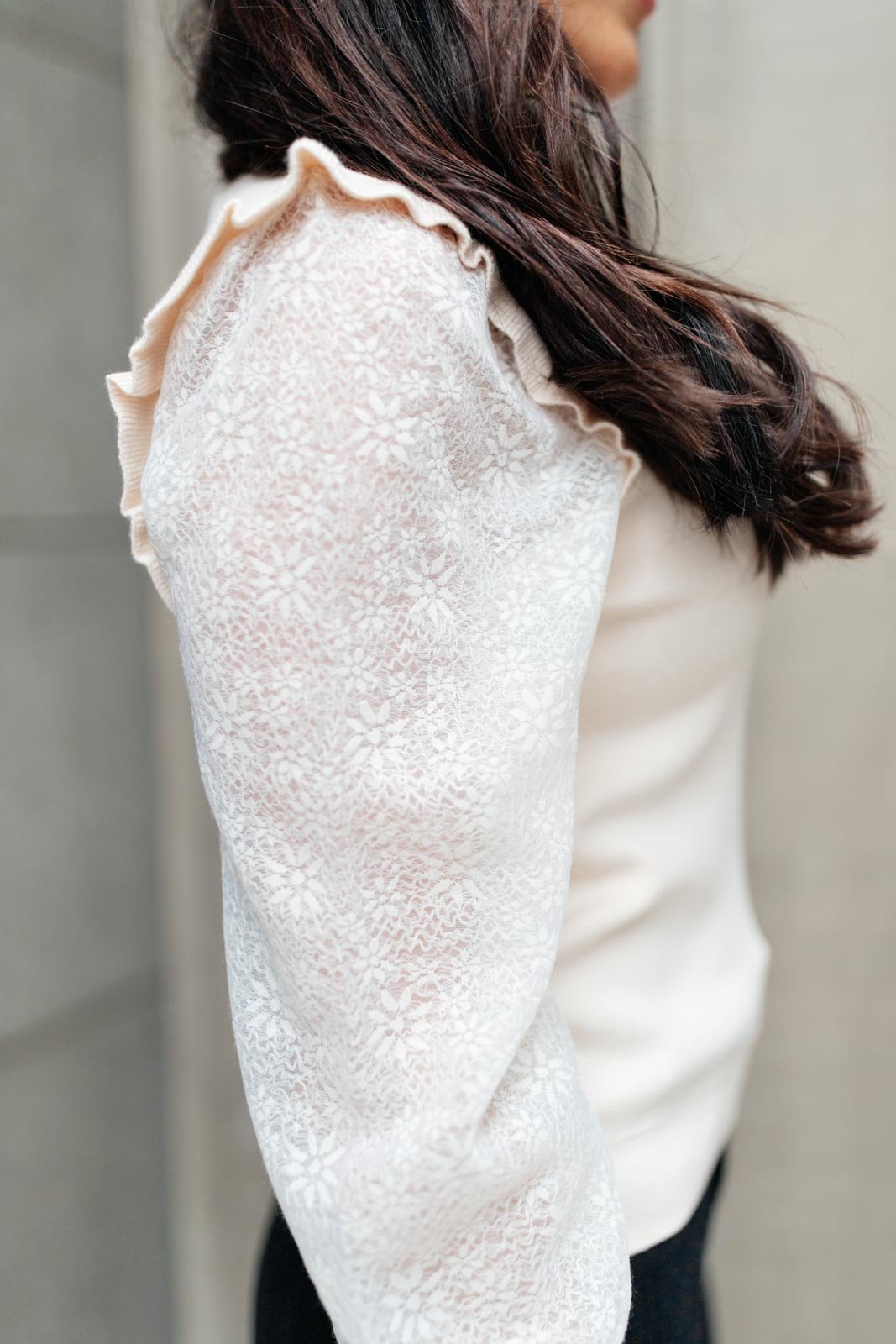 Thrills And Frills Mock Neck Sweater in Ivory