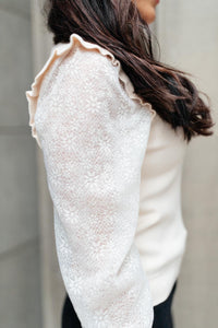 Thrills And Frills Mock Neck Sweater in Ivory