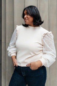 Thrills And Frills Mock Neck Sweater in Ivory